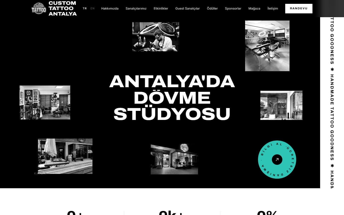 Custom Tattoo sitesi, masaüstü görünüm