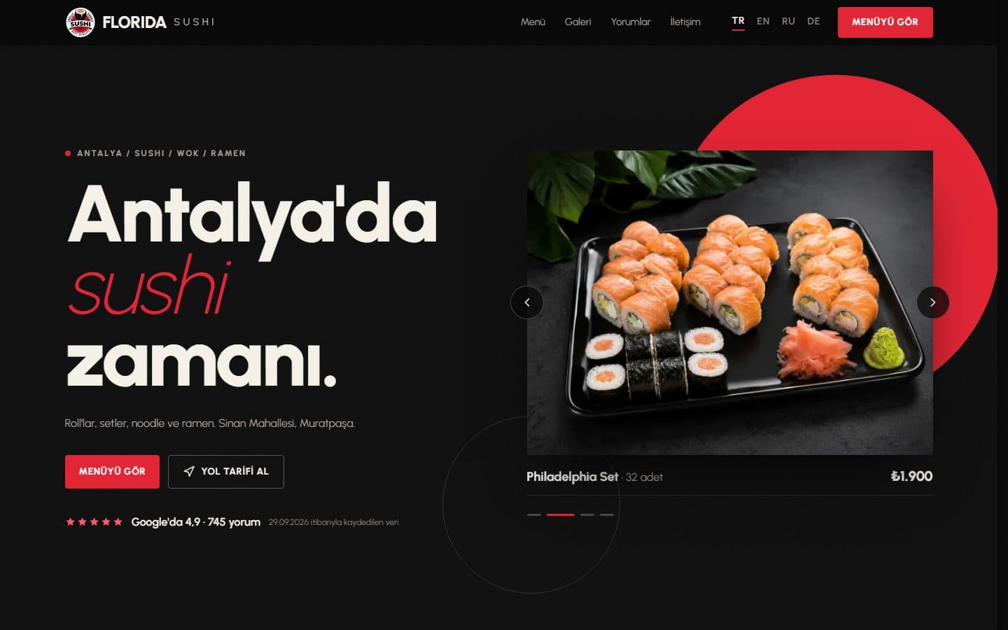 Florida Sushi sitesi, masaüstü