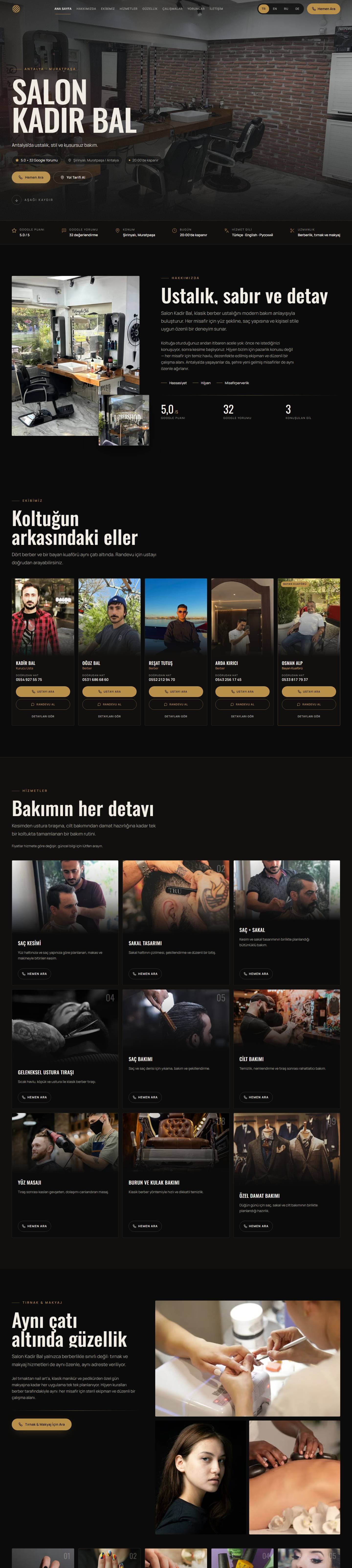 Salon Kadir Bal sitesinin tam sayfa görüntüsü